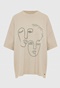 FUNKY BUDDHA-Γυναικείο oversized t-shirt FUNKY BUDDHA garment dyed εκρού