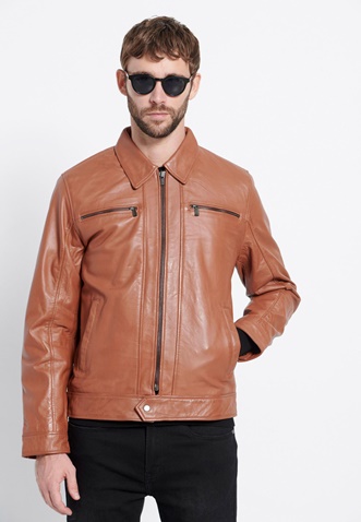 FUNKY BUDDHA-Ανδρικό δερμάτινο jacket (Sheepskin) FUNKY BUDDHA καφέ